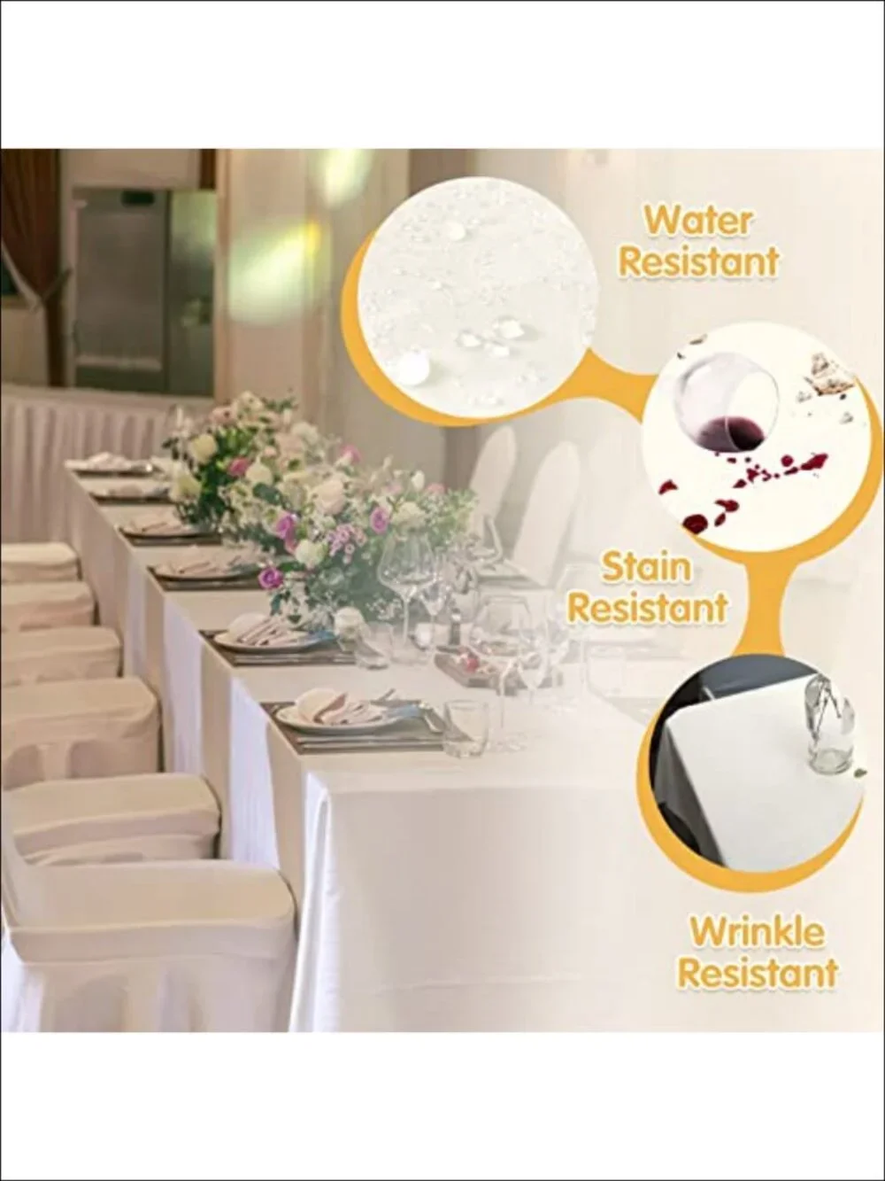 6 Pack Ivory Tablecloths 60x102 Inch Premium Polyester for 6ft Rectangle Tables